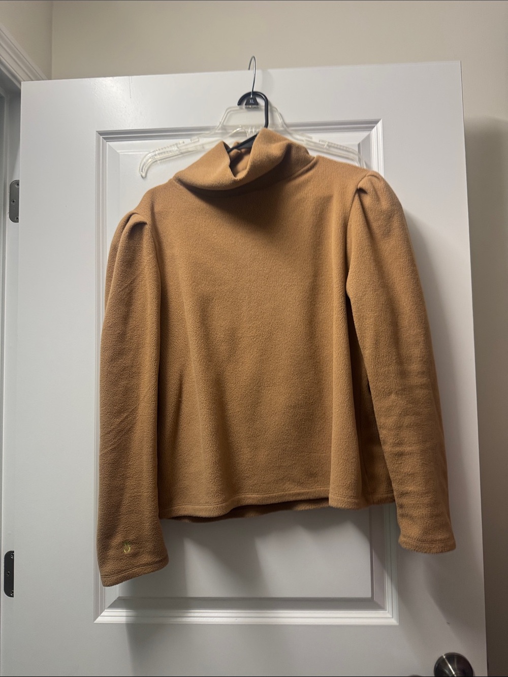 Dudley Stephens Camel Turtleneck with Puff Shoulders